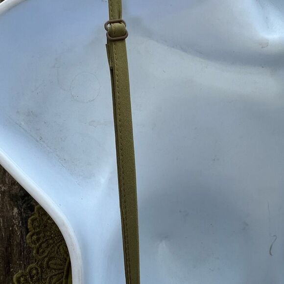 🍄MissOrd Olive Green Fringe Tassel Jumpsuit Lace Size L (AA1) - Picture 10 of 13